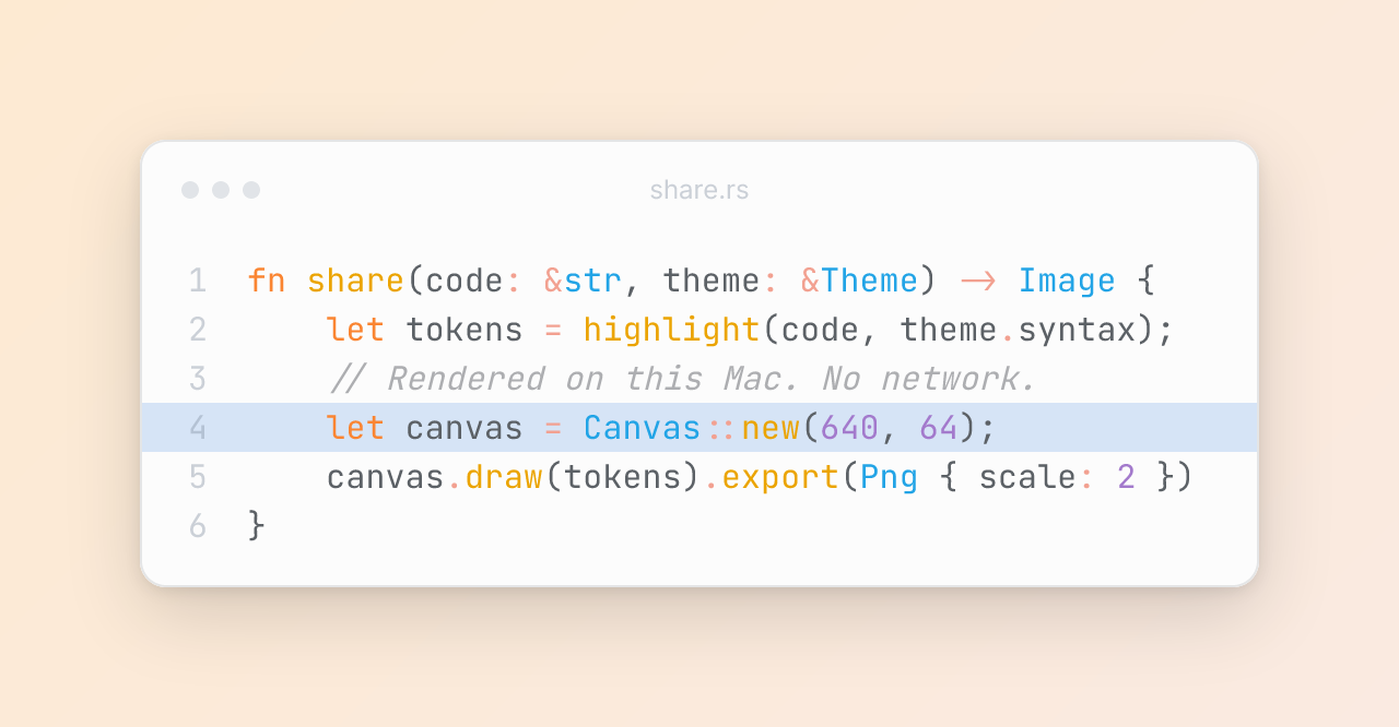 Rust code in Ayu Light, with line four highlighted
