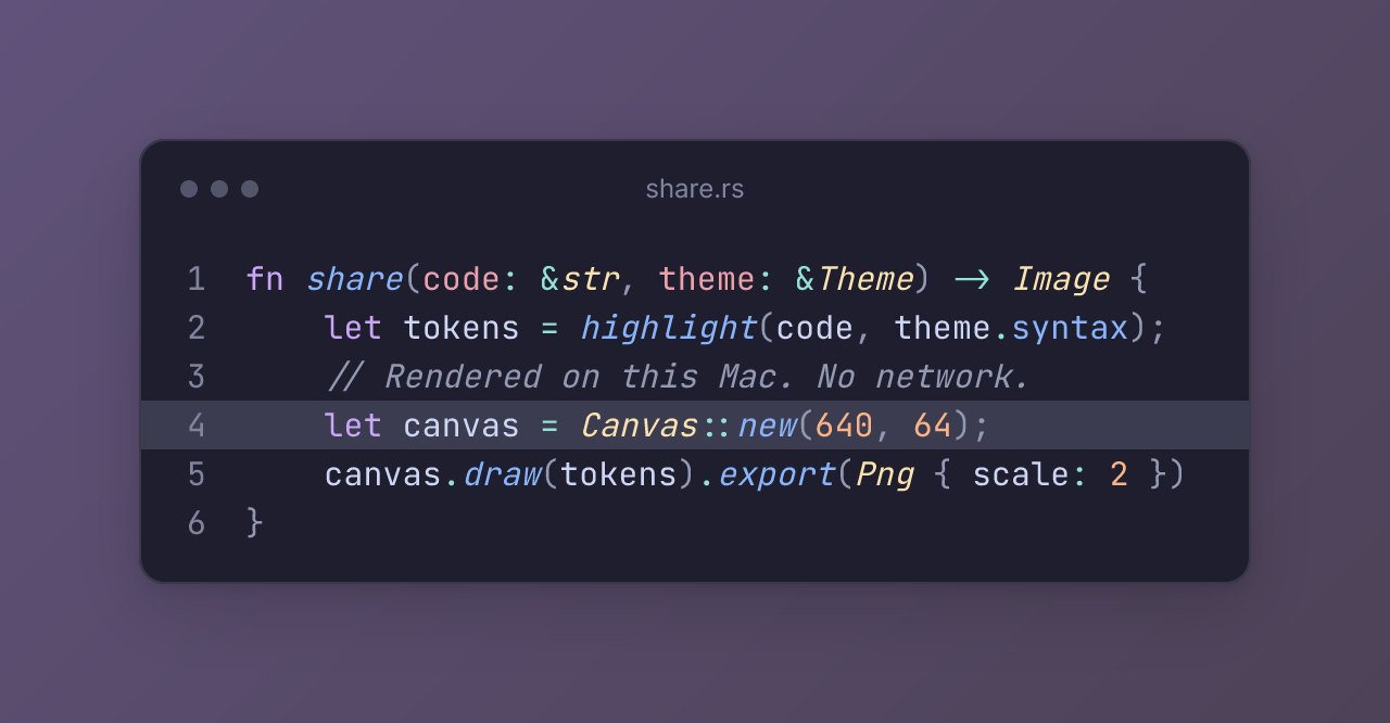 Rust code in Catppuccin Mocha, with line four highlighted