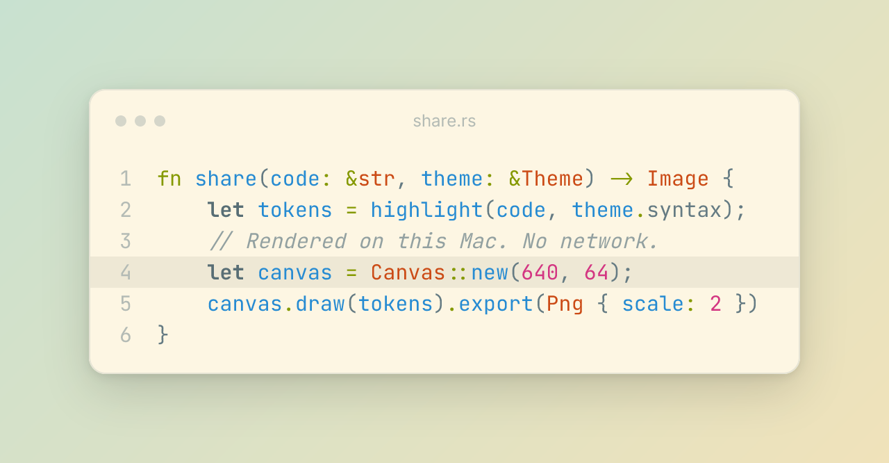 Rust code in Solarized Light, with line four highlighted